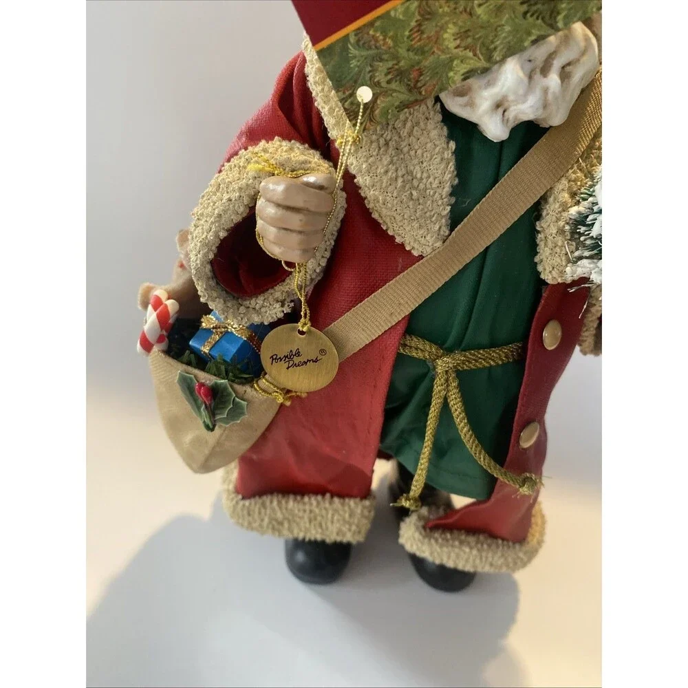 Clothtique POSSIBLE DREAMS 1994 Santa Figure Bottle Brush Tree Bag Toy Christmas